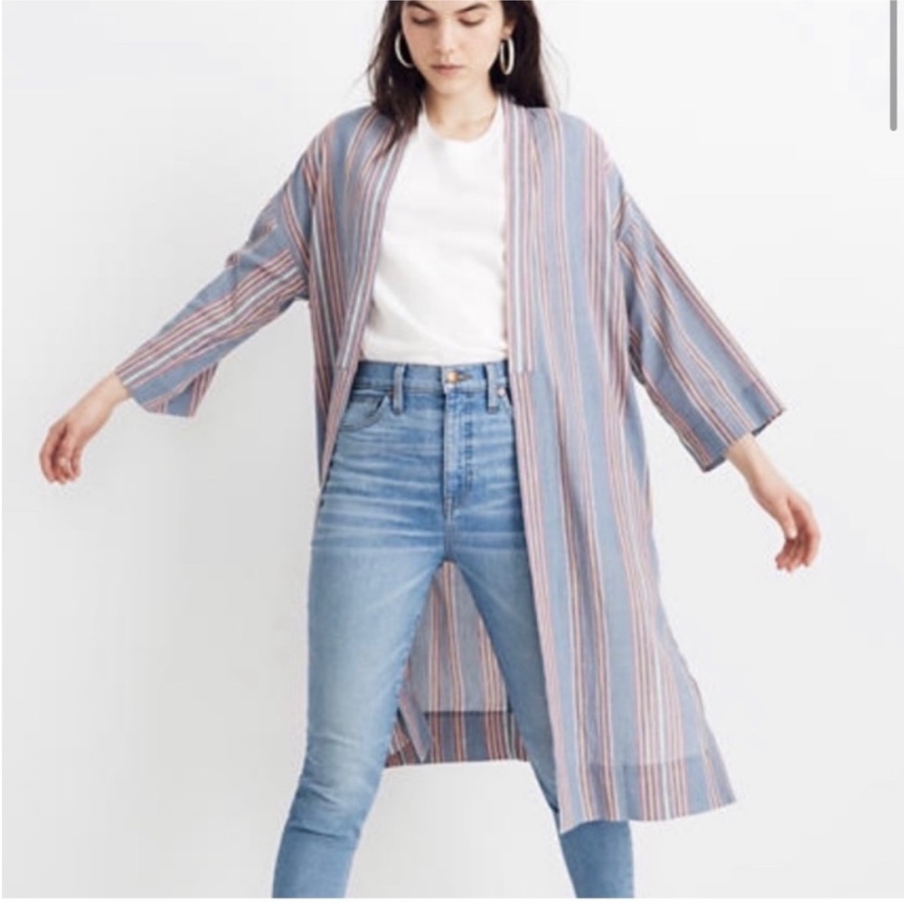 Madewell Blue Striped Robe Jacket Cardigan Womens Size Large